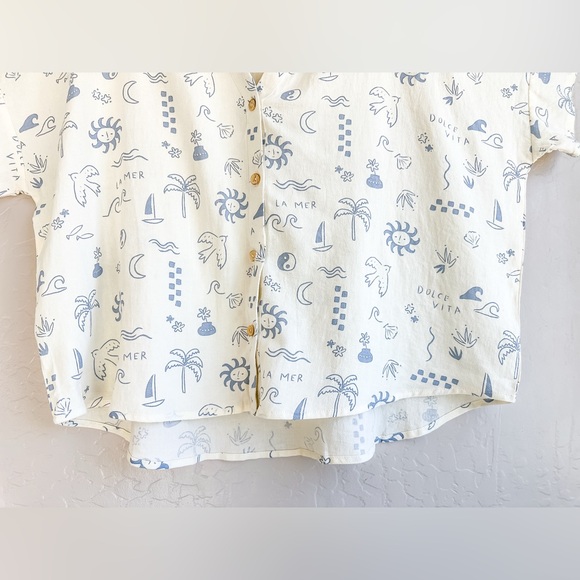 Rylee + Cru Jenni Women’s Button Top - Mediterranean Cream Blue NWT- Size Medium - Picture 7 of 9